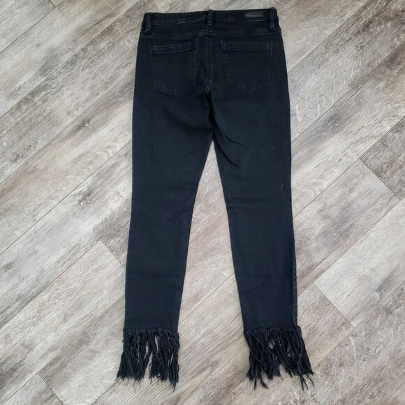 Blank NYC Black Super Fray Hem Skinny Jeans Women's Grunge Black 26 - Picture 2 of 9